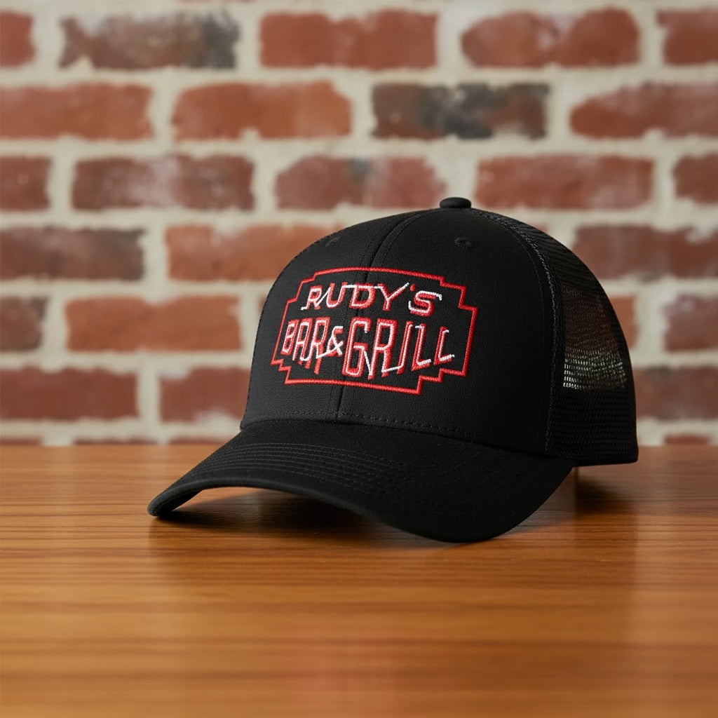 Dive Bar Neon Sign Trucker Hat – Classic Rudy's Bar Grill Style