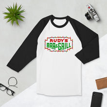 Load image into Gallery viewer, Christmas Neon Sign 3/4 sleeve raglan - Rudys Bar &amp; Grill