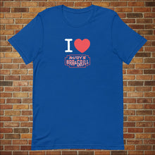 Load image into Gallery viewer, I Love Rudy&#39;s unisex T‑shirt in true royal blue
