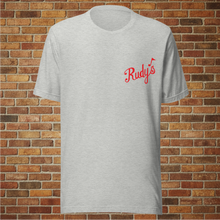 Load image into Gallery viewer, Rudy&#39;s Bar &amp; Grill front logo unisex T‑shirt in athletic heather