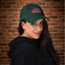 Load image into Gallery viewer, St. Patrick’s Day neon sign dad hat from Rudy’s Bar &amp; Grill, green, front view