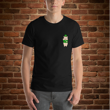 Load image into Gallery viewer, Rudy’s Bar &amp; Grill St. Patrick’s Day Edition black tee with Baron Von Swine design, front view
