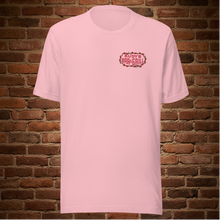 Load image into Gallery viewer, Front view of Rudy’s Bar &amp; Grill Valentine’s Day Classic T-Shirt in pink with vintage logo – Hell’s Kitchen NYC
