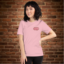 Load image into Gallery viewer, Front view of Rudy’s Bar &amp; Grill Valentine’s Day Classic T-Shirt in pink with vintage logo – Hell’s Kitchen NYC