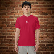 Load image into Gallery viewer, Rudy's NYC Street Relaxed Fit Tee in red – front view with vintage hot dog and beer corner graphic