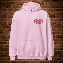 Load image into Gallery viewer, Rudy’s Bar &amp; Grill light pink Valentine’s Day hoodie with classic logo, Hell’s Kitchen NYC