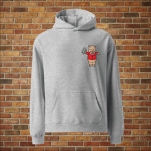 Load image into Gallery viewer, Rudy’s Baron Von Swine vintage pig oversized grey hoodie front view