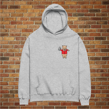 Load image into Gallery viewer, Front flat lay of Rudy’s Baron Von Swine vintage pig oversized grey hoodie