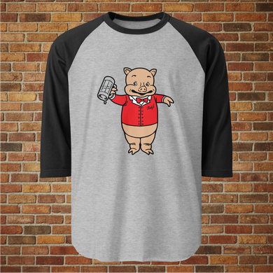 Vintage Baron Pig 3/4 sleeve raglan shirt in heather grey and black at Rudy's Bar & Grill