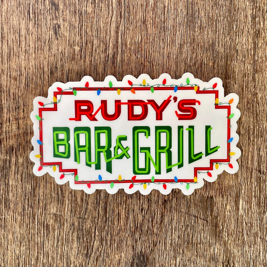 Christmas Neon Sign Sticker - Rudys Bar & Grill