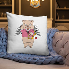 Load image into Gallery viewer, Cupid Pig + Neon Sign Valentine&#39;s Pillow - Rudys Bar &amp; Grill