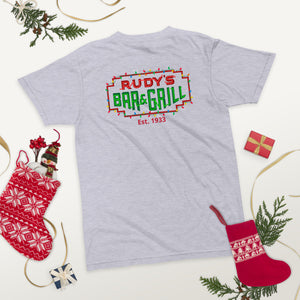 Santa Pig + Christmas Neon Sign T-Shirt - Rudys Bar & Grill