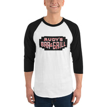 Load image into Gallery viewer, Black Neon Sign 3/4 Sleeve Raglan Shirt - Rudys Bar &amp; Grill