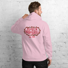 Load image into Gallery viewer, Cupid Pig + Valentine&#39;s Neon Sign Hoodie - Rudys Bar &amp; Grill