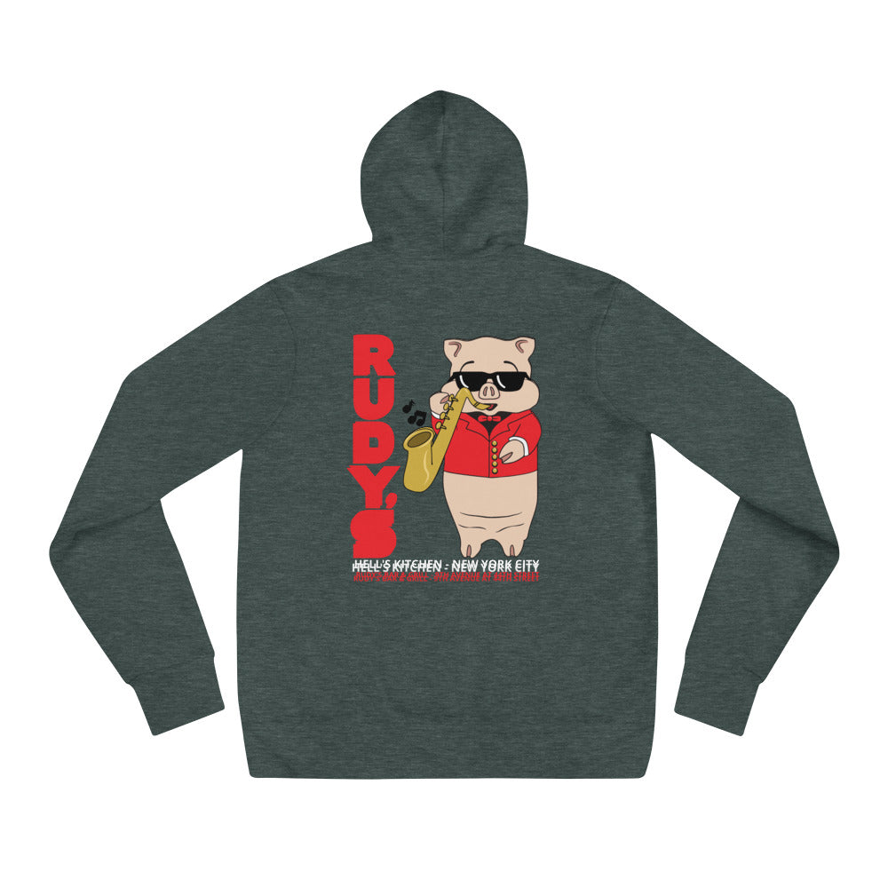 Saxophone Pig Unisex Hoodie - Rudys Bar & Grill